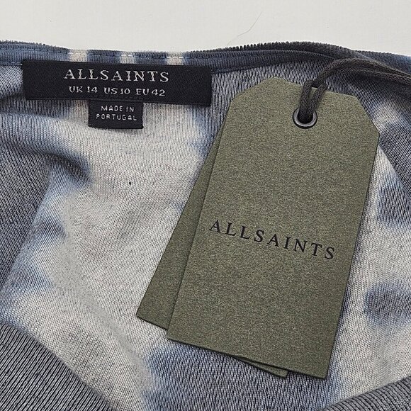 All Saints Raffi Velvet Tie Dye Bodysuit Blue Women's Size 10 NEW Boho Hippie - Picture 10 of 15